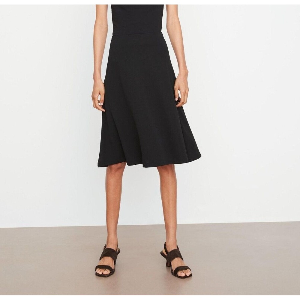 NWT Vince Black Crepe Elastic Waist A-Line Knee Length Skirt Size XXS $225